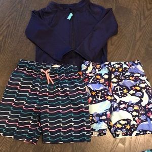 Cat & Jack 3T swim trunks and rash guard